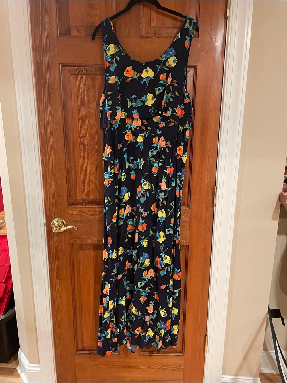 Merona Black Maxi Dress with Multicolor Floral Print